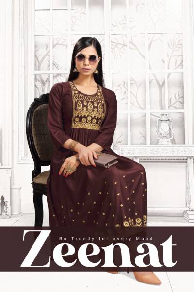 Zeenat By Beauty Queen Designer Rayon Embroidered Kurti Collection